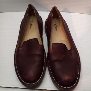 L.L. Bean Oxblood Rustic Stonington Round Toe Leather Loafers Career Shoes Red 8